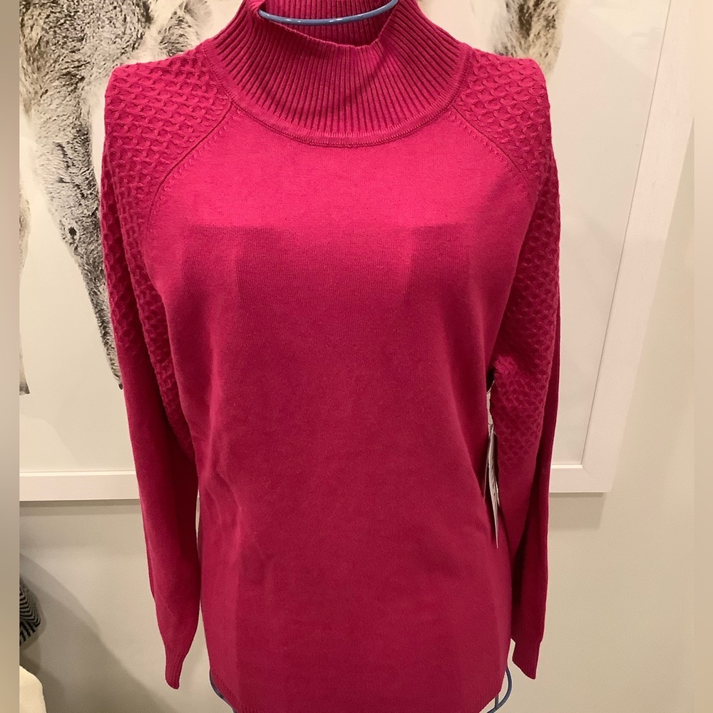 Fuschia mock neck sweater NWT xs